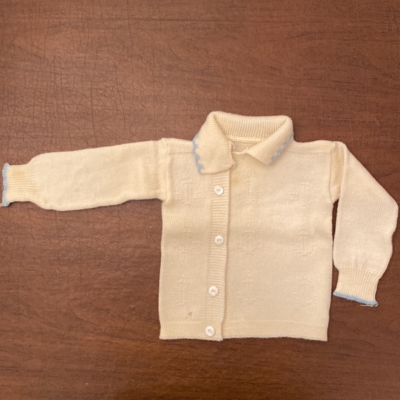 🎉Host Pick 🎉Precious Cream Colored Wool Anchor Motif Sweater with Blue Trim - Picture 9 of 9